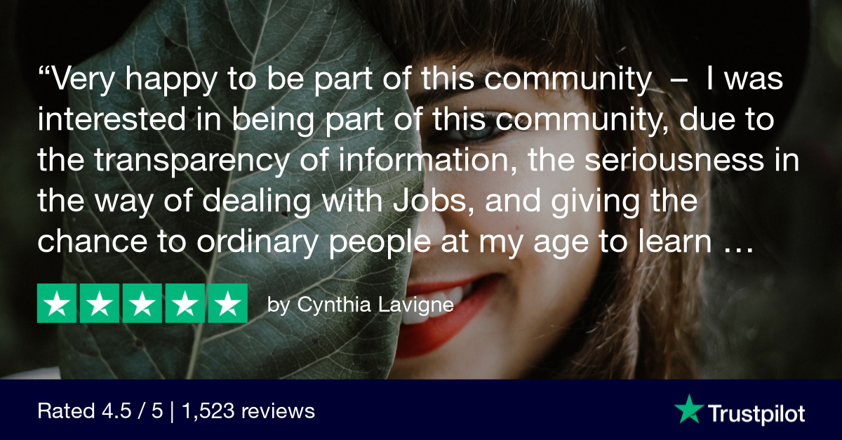 Panel ulasan Trustpilot yang digunakan pada halaman pendaratan Clickworker